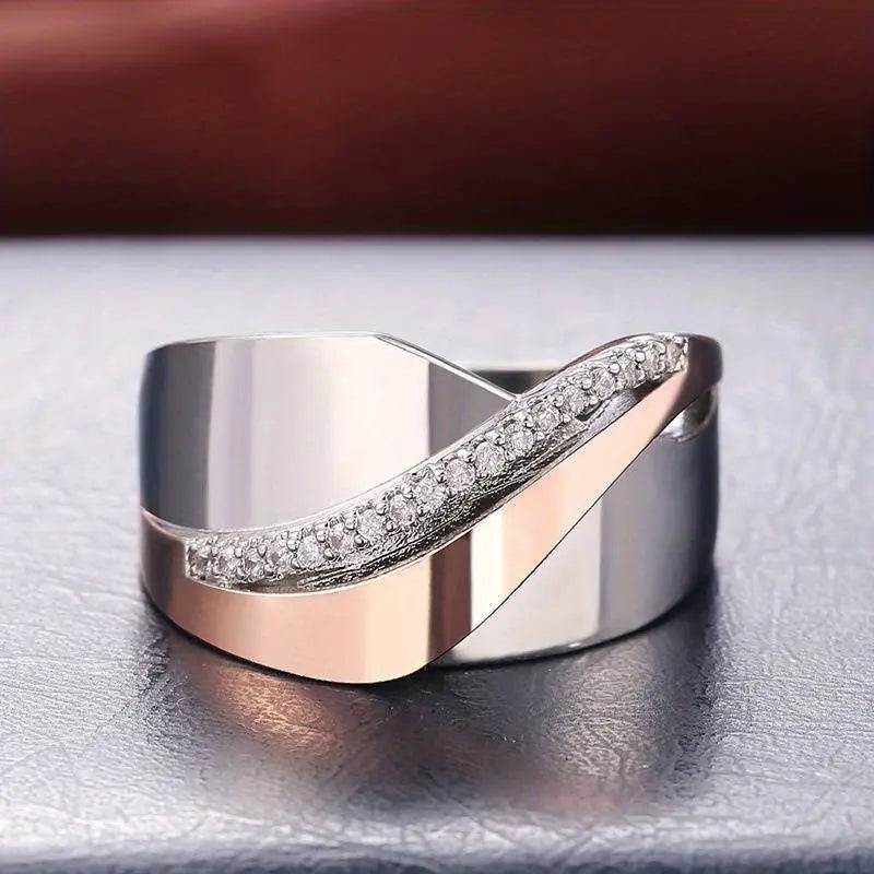 Anello Vintage Floreale con Zirconia Oro Rosa