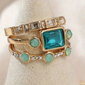 Set di Anelli Vintage con Cristallo Blu