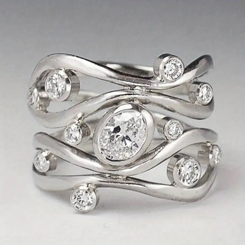 Anello Vintage con Zirconia Argentato