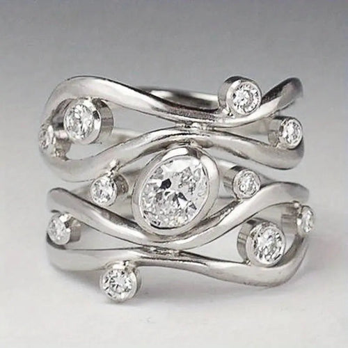 Anello Vintage con Zirconia Argentato