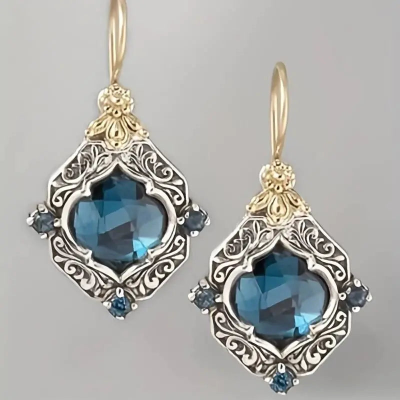 Orecchini con Cristallo Blu Bicolore