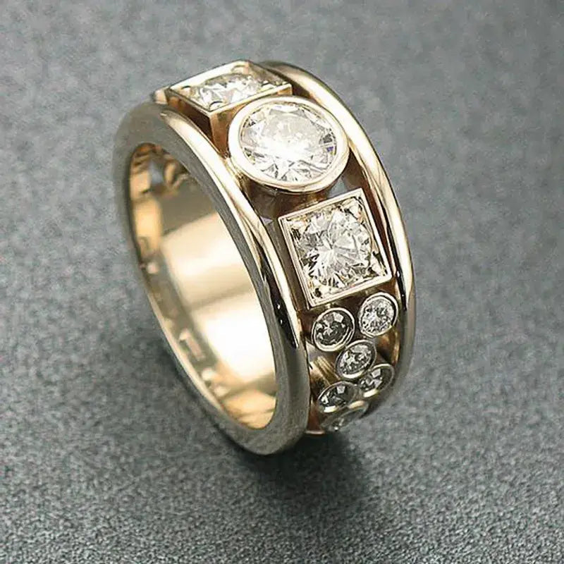 Anello Vintage con Zirconia Dorato