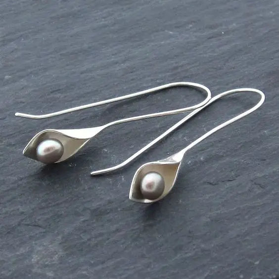 Orecchini Vintage con Perline Argentati