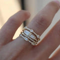 Set di Anelli Vintage con Zirconia Dorato
