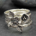 Anello Vintage Floreale a Strati Argentato