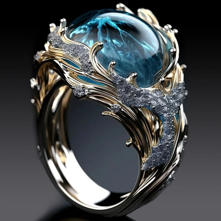 Anello Vintage Ispirato al Mare con Cristallo