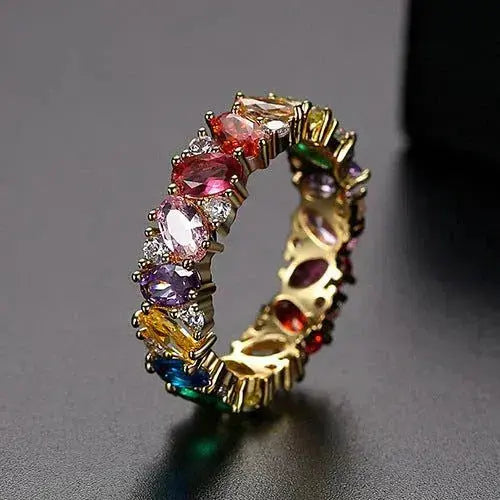 Anello Vintage con Zirconia Multicolore