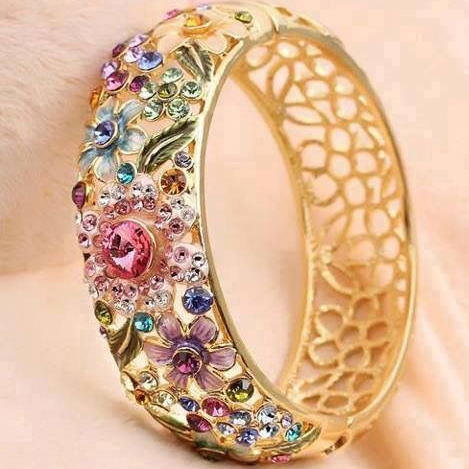 Anello Vintage Aperto con Cristallo Dorato