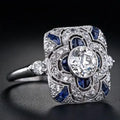 Anello Vintage con Zirconia Blu Argentato