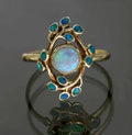 Anello Vintage con Cristallo Blu e Opale Blu