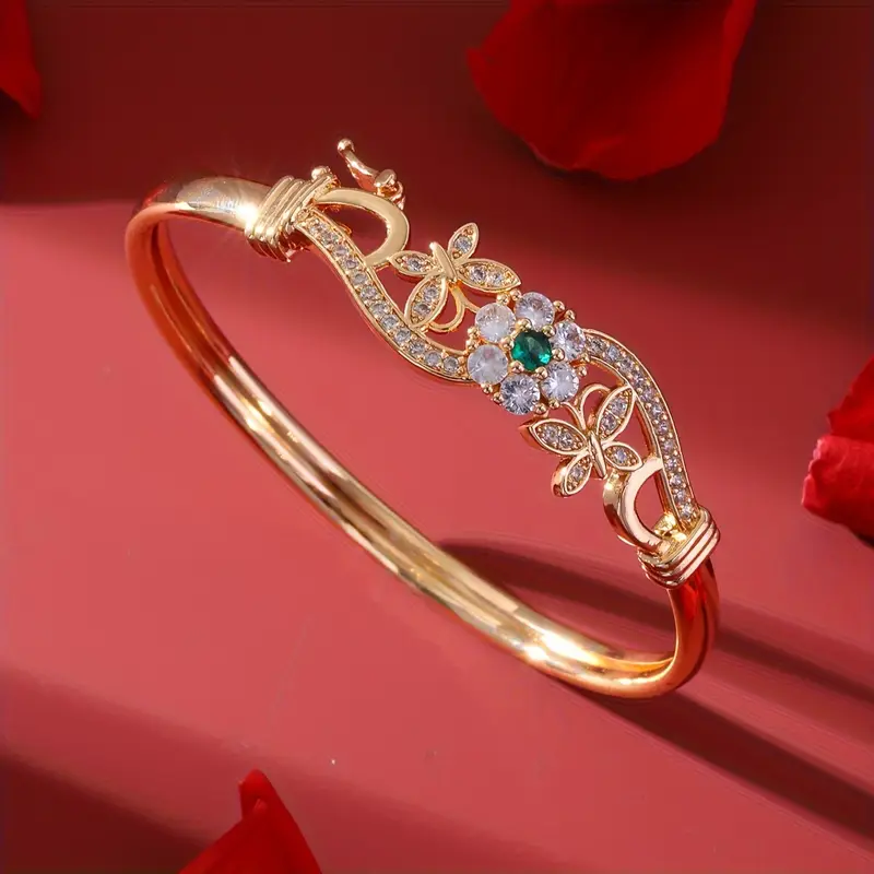 Bracciale con Zirconia Verde e Cristallo Verde Dorato