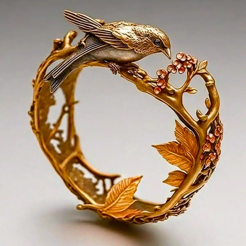Anello Vintage con Colibrì Dorato