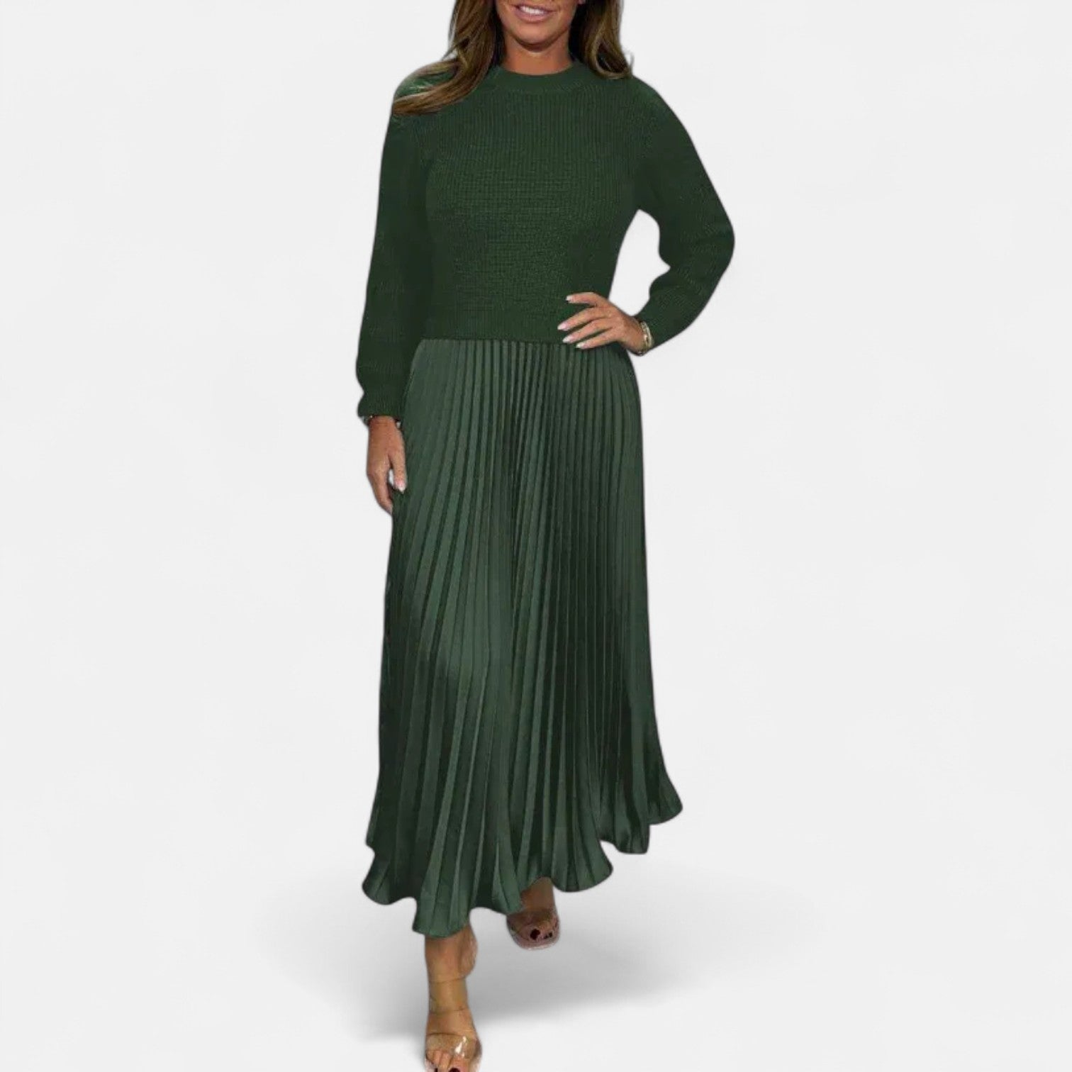 Claudia | Completo maxi con maglione e gonna plissettata