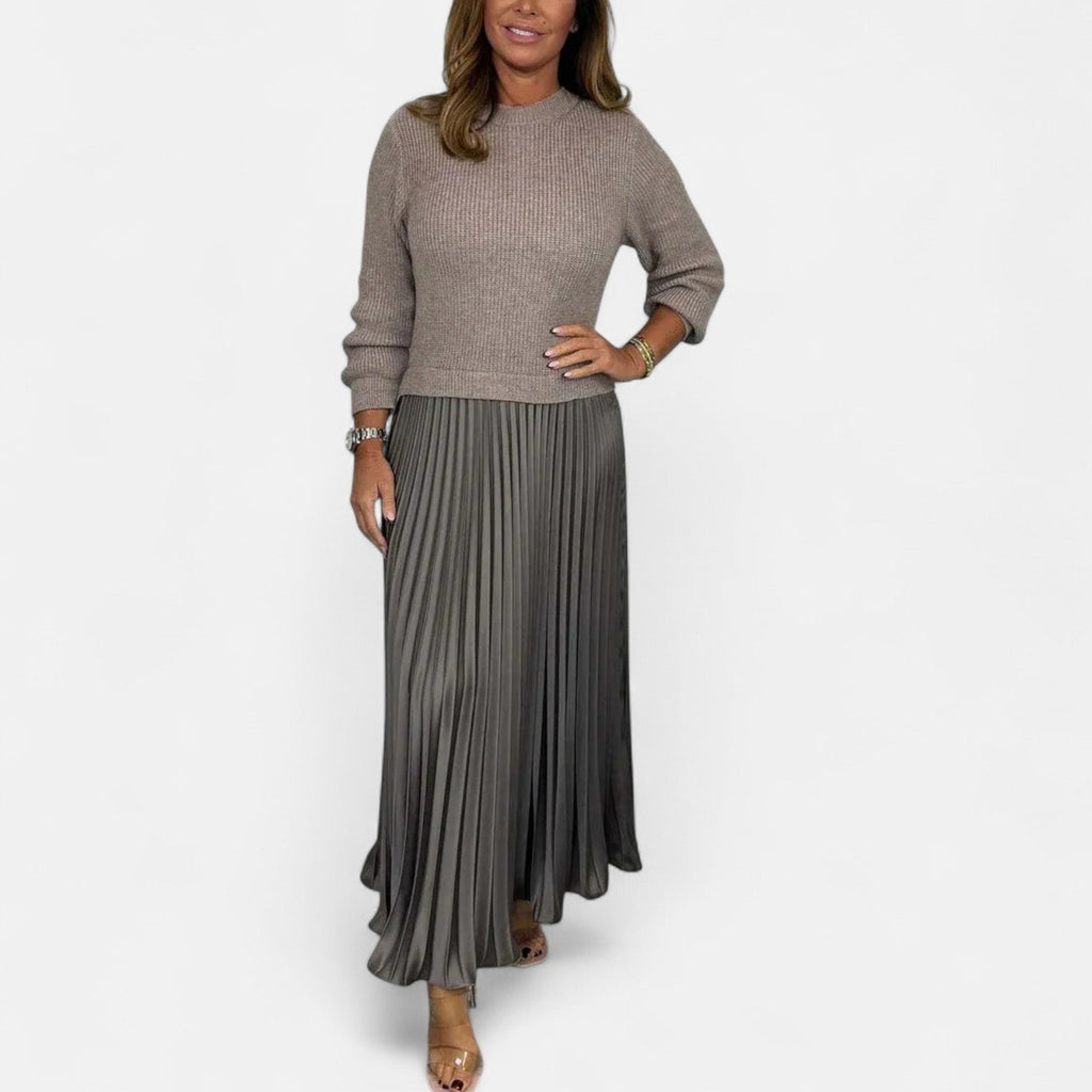 Claudia | Completo maxi con maglione e gonna plissettata