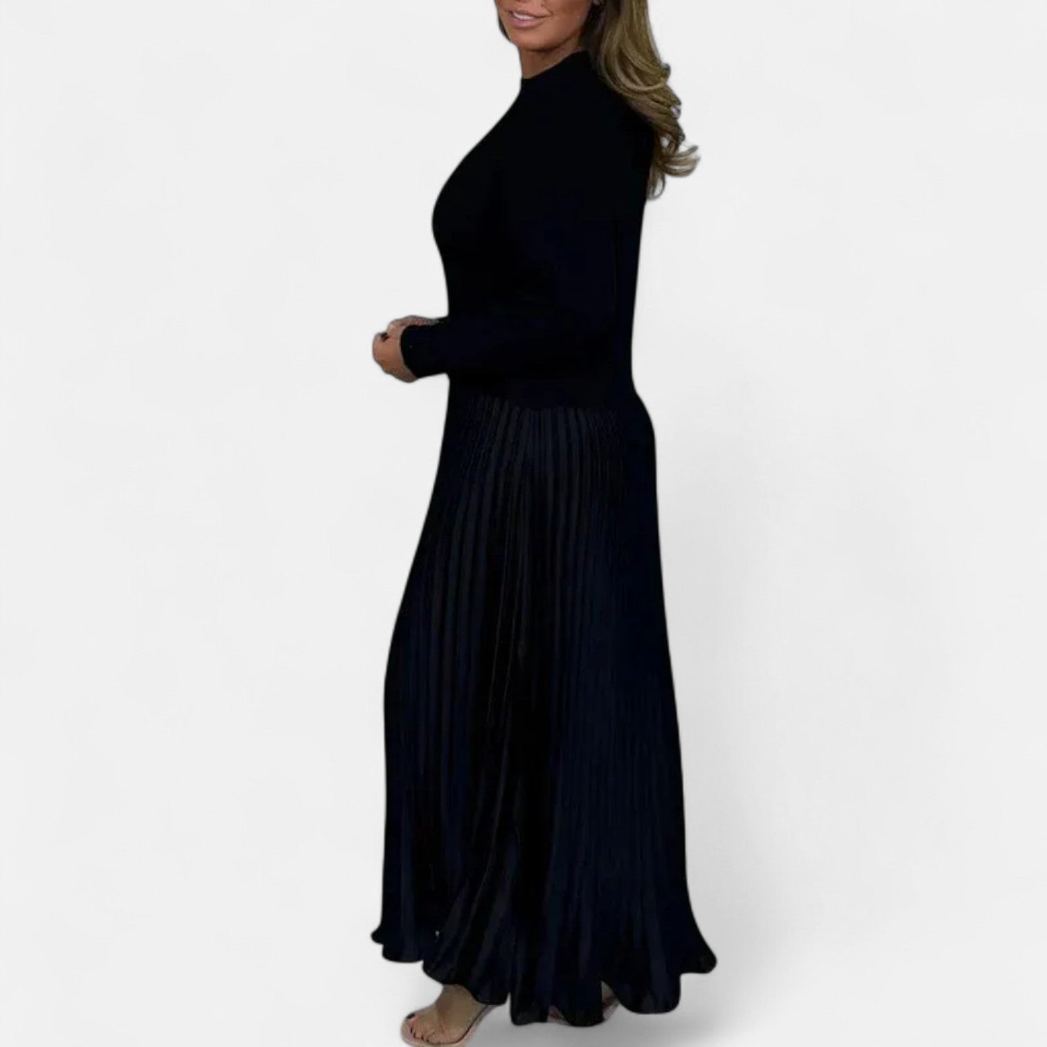 Claudia | Completo maxi con maglione e gonna plissettata