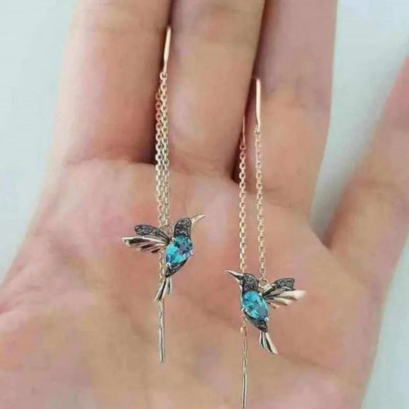 Orecchini con Colibrì e Zirconia e Smalto