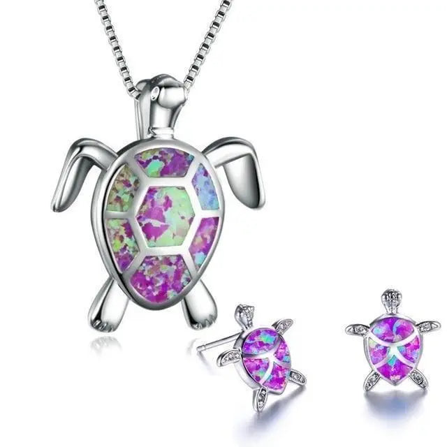 Set di Gioielli con Tartaruga Marina Ispirato al Mare e Opale