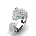 Anello Regolabile Floreale con Zirconia Verde Argentato