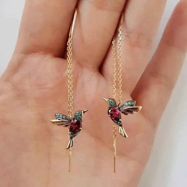 Orecchini con Colibrì e Zirconia e Smalto