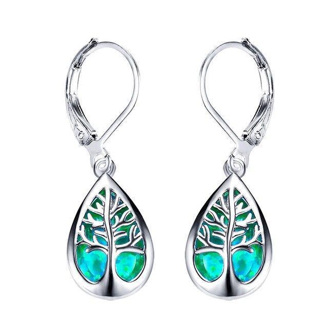 Orecchini Albero della Vita con Opale Argentati