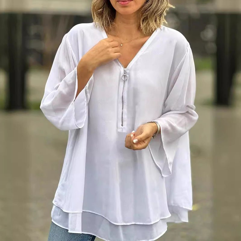 Lorelai | Blusa in chiffon con zip