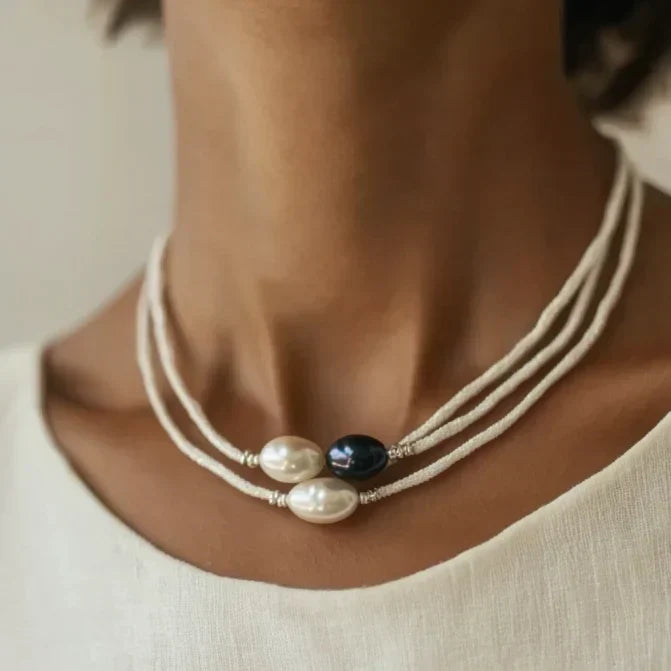 Collana Vintage con Perle Nero